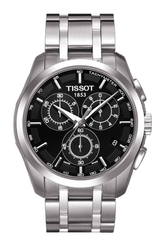 Tissot Couturier Men's Quartz Chronograph Black Dial Watch with Stainless Steel Bracelet T0356171105100