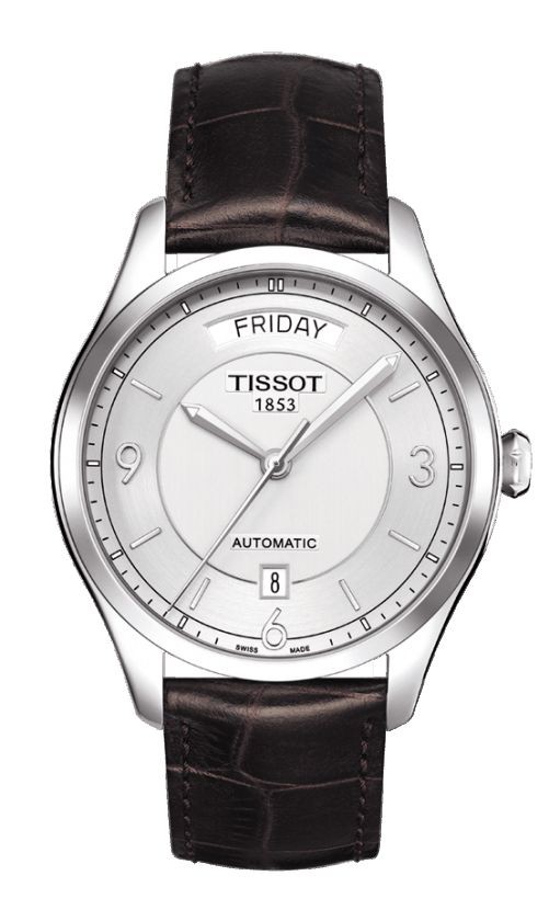 Tissot T-One Men's Automatic Silver Dial Watch with Brown Leather Strap T0384301603700