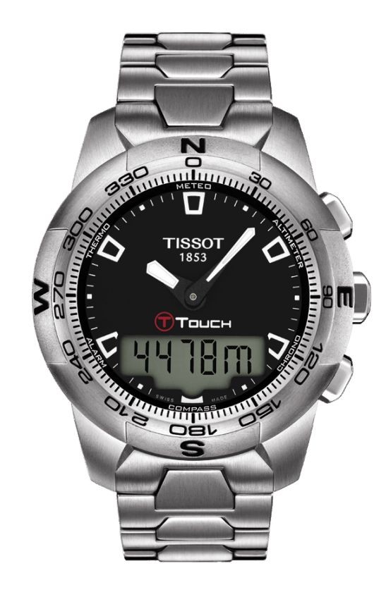 Tissot T-Touch II Men's Quartz Black Dial Watch with Stainless Steel Bracelet T0474201105100