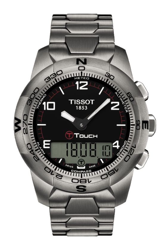 Tissot T-Touch II Men's Quartz Chronograph Black Dial Watch with Titanium Bracelet T0474204405700