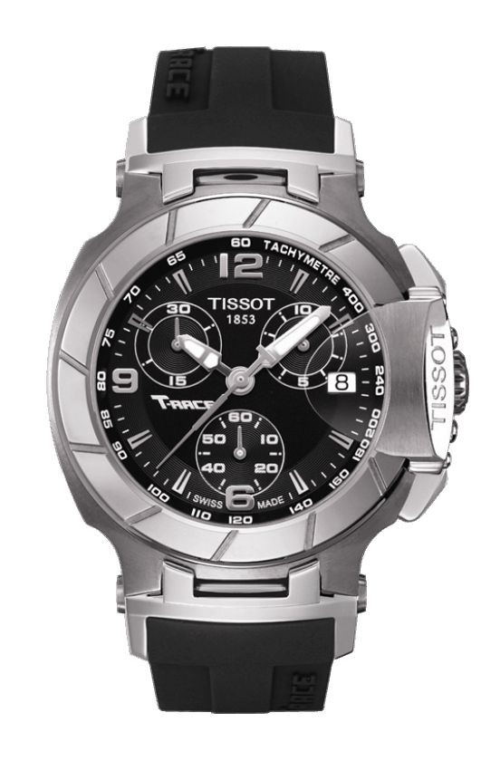 Tissot T-Race Women's Quartz Chronograph Black Dial Watch with Black Rubber Strap T0482171705700