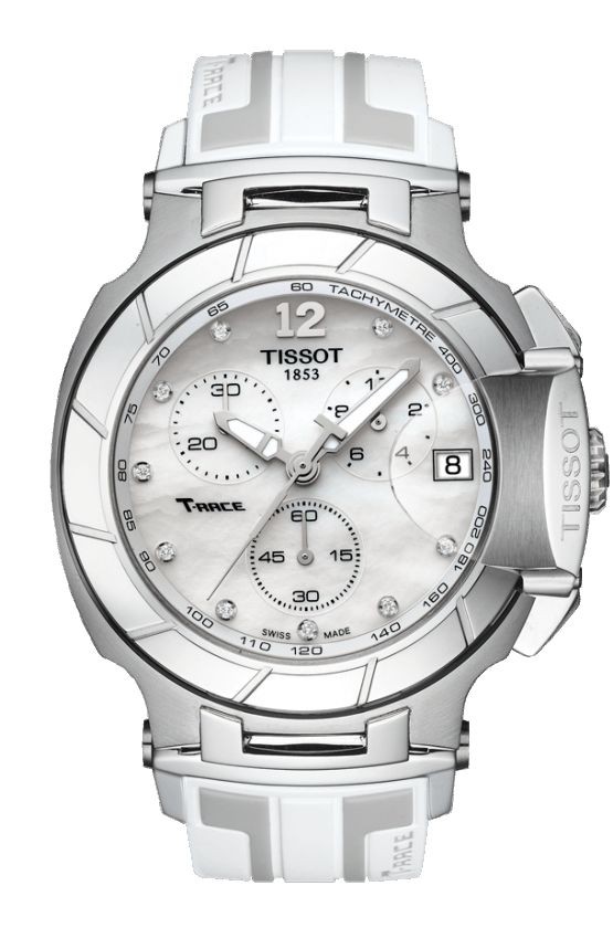 Tissot T-Race Women's Quartz Chrono White Dial with Diamonds with White Silicone Strap T0484171711600