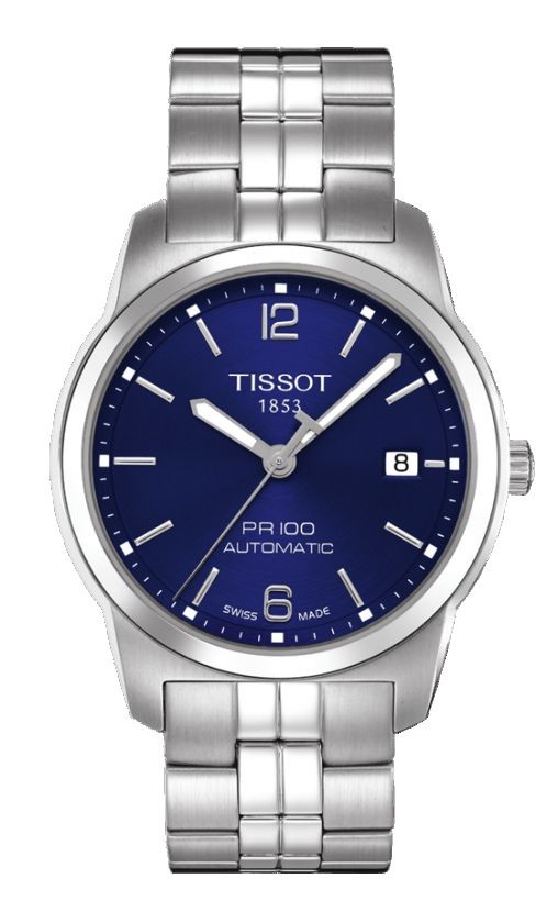 Tissot PR 100 Men's Automatic Blue Dial Watch with Stainless Steel Bracelet T0494071104700