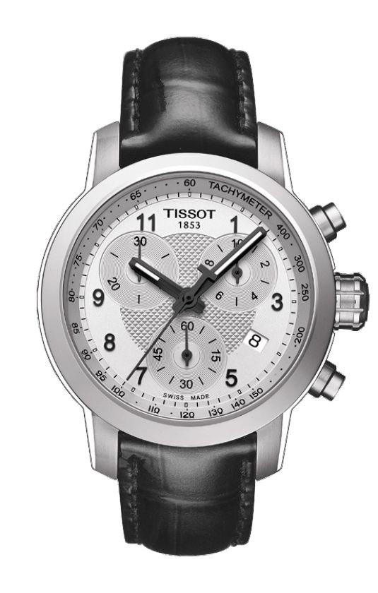 Tissot PRC 200 Lady Quartz Arabic Silver Dial Watch with Black Leather Strap T0552171603202
