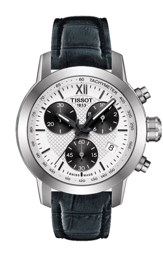 Tissot PRC 200 Lady Quartz Silver Dial Watch with Blue Leather Strap T0552171603800