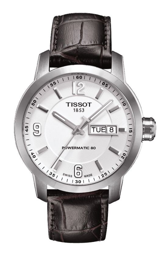 Tissot PRC 200 Automatic Men's White Dial Watch with Brown Leather Strap T0554301601700