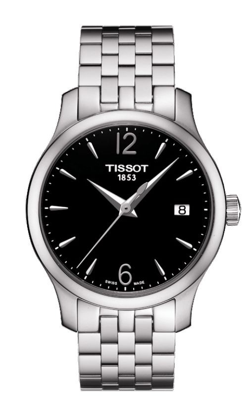 Tissot Tradition Women's Quartz Black Dial Watch with Stainless Steel Bracelet T0632101105700