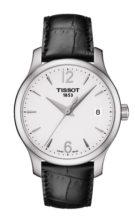 Tissot Tradition Women's Quartz Silver Dial Watch with Black Leather Strap T0632101603700