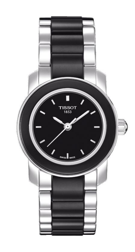 Tissot Cera Women's Quartz Black Dial Watch with Black and Grey Stainless Steel Bracelet T0642102205100