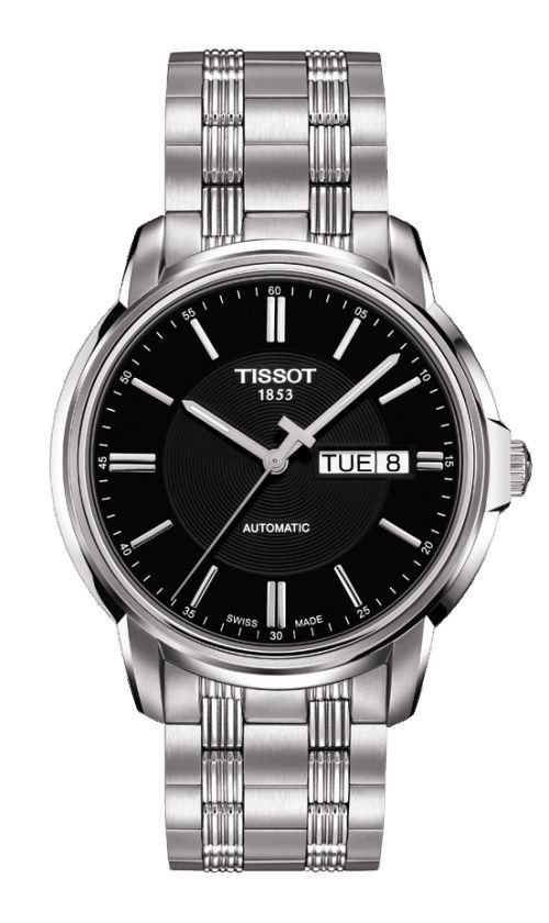 Tissot Automatics III Men's Black Dial Watch with Stainless Steel Bracelet T0654301105100