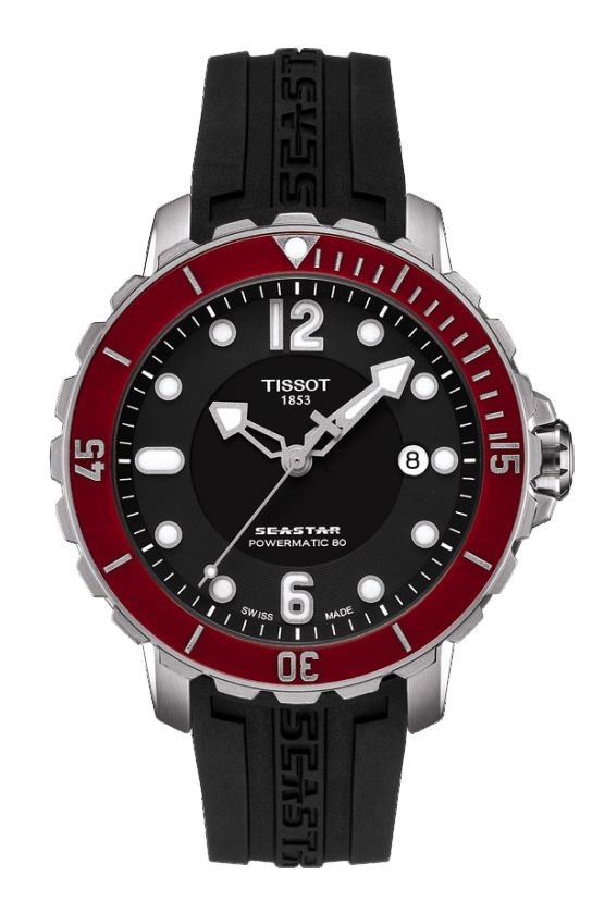 Tissot Seastar 1000 Men's Automatic Black Dial Watch with Black Rubber Strap T0664071705703