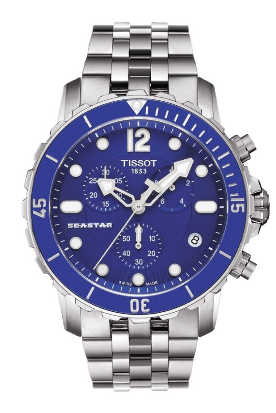Tissot Seastar Men's Quartz Chronograph Blue Dial Watch with Stainless Steel Bracelet T0664171104700