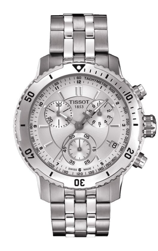 Tissot PRS 200 Men's Quartz Chronograph Silver Dial Watch with Stainless Steel Bracelet T0674171103100