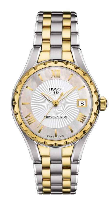 Tissot Lady Automatic White MOP Dial Watch with Two-Tone Stainless Steel Bracelet T0722072211800