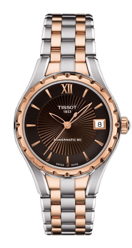 Tissot Lady T072 Women's Automatic Brown Dial Watch with Two-Tone Stainless Steel Bracelet T0722072229800