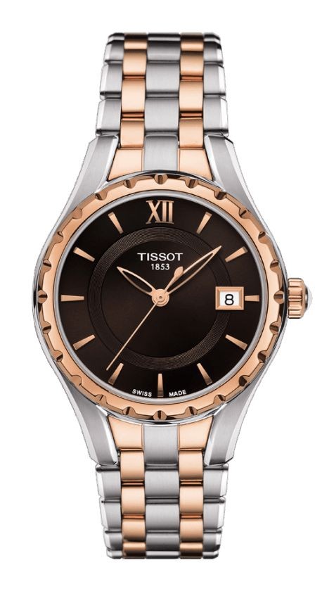 Tissot Lady Quartz Brown Dial Watch with Two-Tone Stainless Steel Bracelet T0722102229800