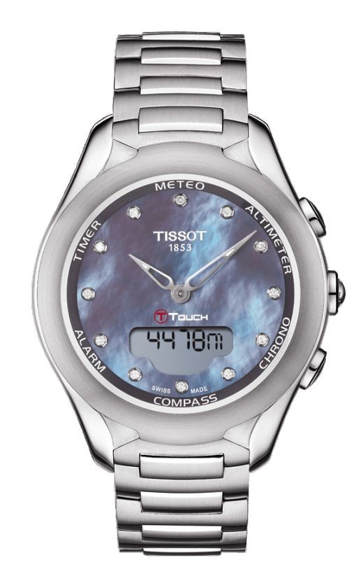 Tissot T-Touch Lady Solar Diamond MOP Dial Watch with Stainless Steel Bracelet T0752201110601