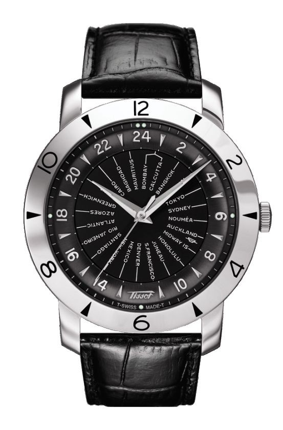 Tissot Heritage Navigator Men's Automatic COSC Black Dial Watch with Black Leather Strap T0786411605700