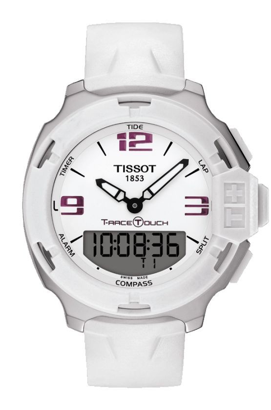 Tissot T-Race Touch Men's Quartz Chronograph White Dial Watch with White Rubber Strap T0814201701700