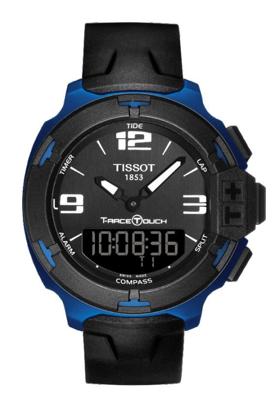 Tissot T-Race Touch Men's Quartz Chronograph Black and Blue Case Watch with Black Rubber Strap T0814209705700