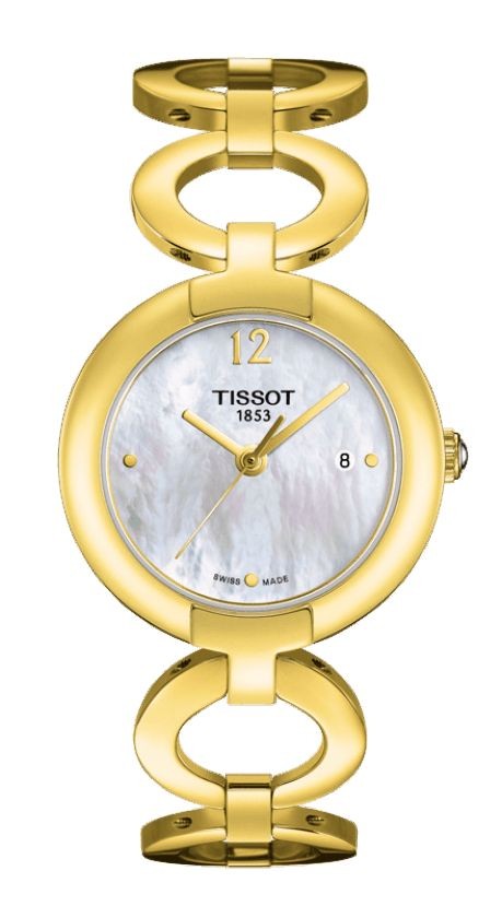 Pinky by Tissot Women's Quartz White MOP Dial Watch with Goldtone Stainless Steel Bracelet T0842103311700