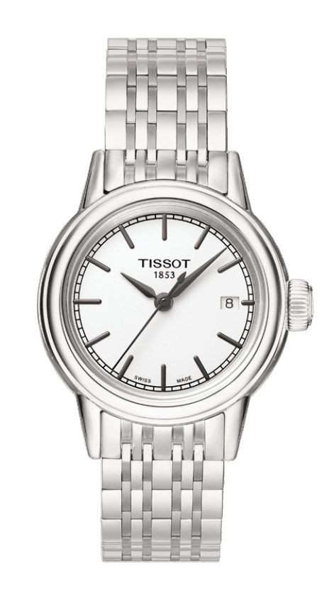 Tissot Carson Women's Quartz White Dial Watch with Stainless Steel Bracelet T0852101101100