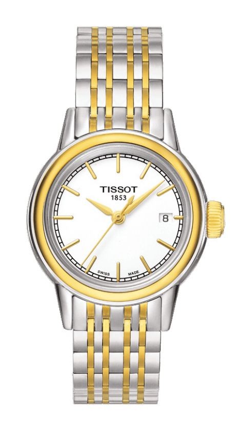 Tissot Carson Quartz Lady White Index Dial Watch with Two-tone Stainless Steel Bracelet T0852102201100