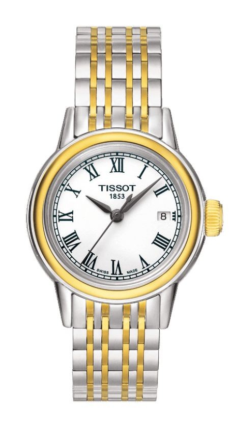 Tissot Carson Quartz Lady White Roman Dial Watch with Two-tone Stainless Steel Bracelet T0852102201300