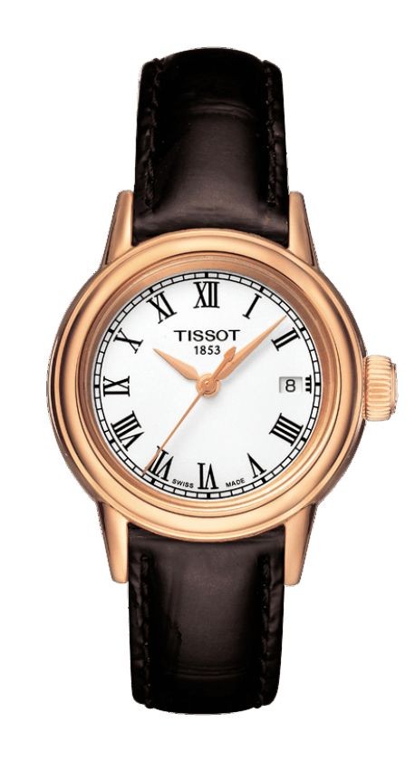 Tissot Carson Women's Quartz White Roman Dial Watch with Brown Leather Strap T0852103601300
