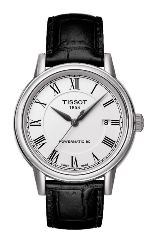 Tissot Carson Men's Automatic White Dial Watch with Black Leather Strap T0854071601300