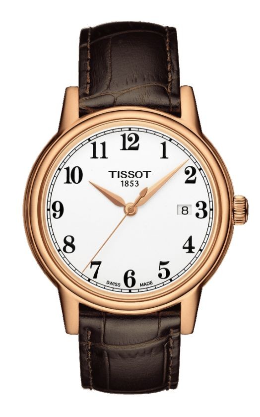 Tissot Carson Men's Quartz White Arabic Dial Watch with Brown Leather Strap T0854103601200