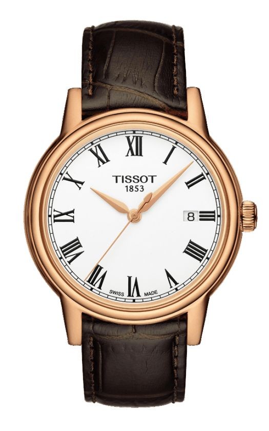Tissot Carson Men's Quartz White Roman Dial Watch with Brown Leather Strap T0854103601300