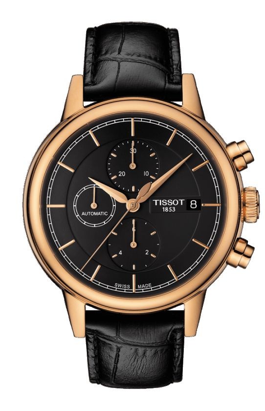 Tissot Carson Men's Automatic Chronograph Anthracite Dial Watch with Black Leather Strap T0854273606100