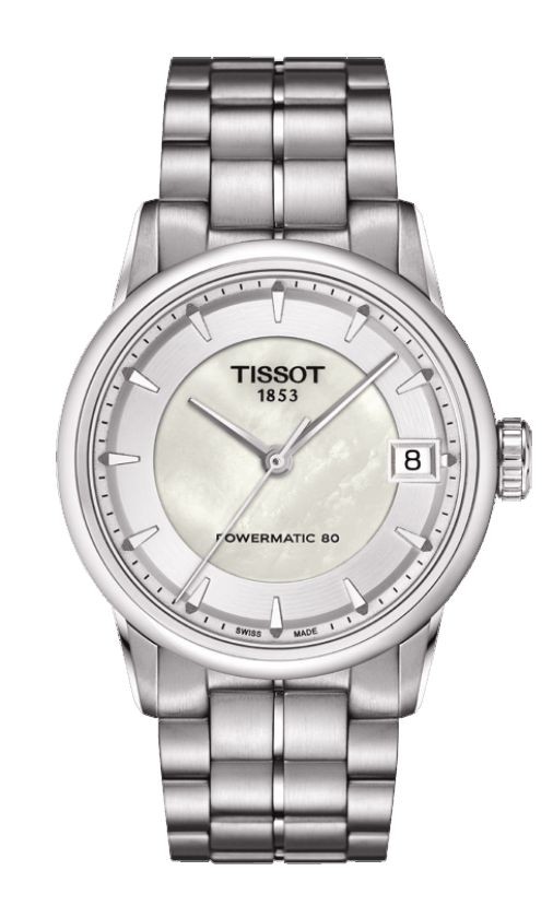 Tissot Luxury Automatic Lady White MOP Dial Watch with Stainless Steel Bracelet T0862071111100
