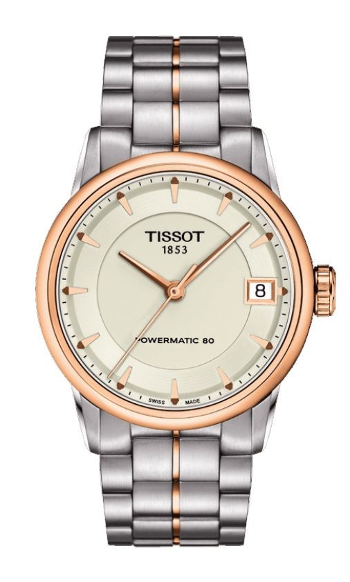Tissot Luxury Automatic Lady Two-Tone Case Ivory Dial Watch with Stainless Steel Bracelet T0862072226101