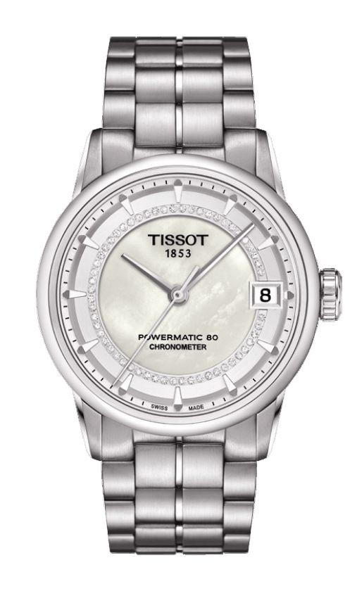 Tissot Luxury Automatic COSC Women's Diamond MOP Dial Watch with Stainless Steel Bracelet T0862081111600