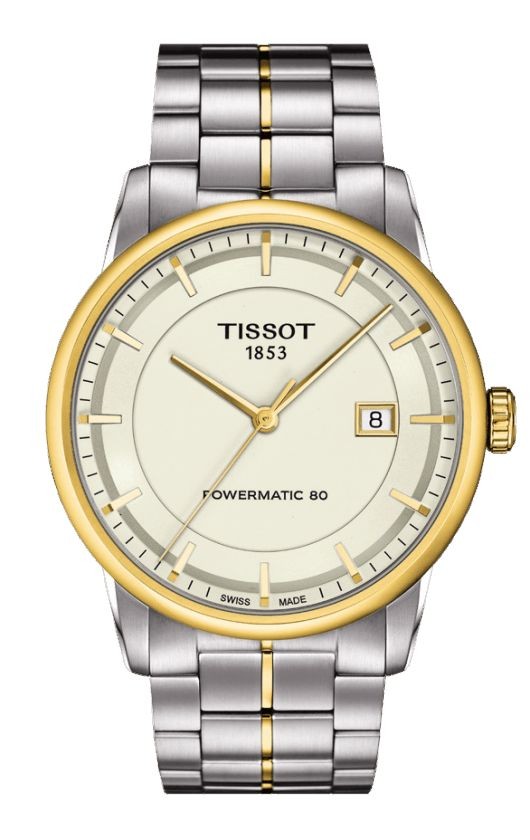 Tissot Luxury Automatic Men's Ivory Dial Watch with Stainless Steel Bracelet T0864072226100