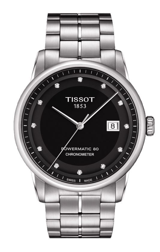 Tissot Luxury Automatic COSC Men's Chronometer Black Dial Watch with Stainless Steel Bracelet T0864081105600