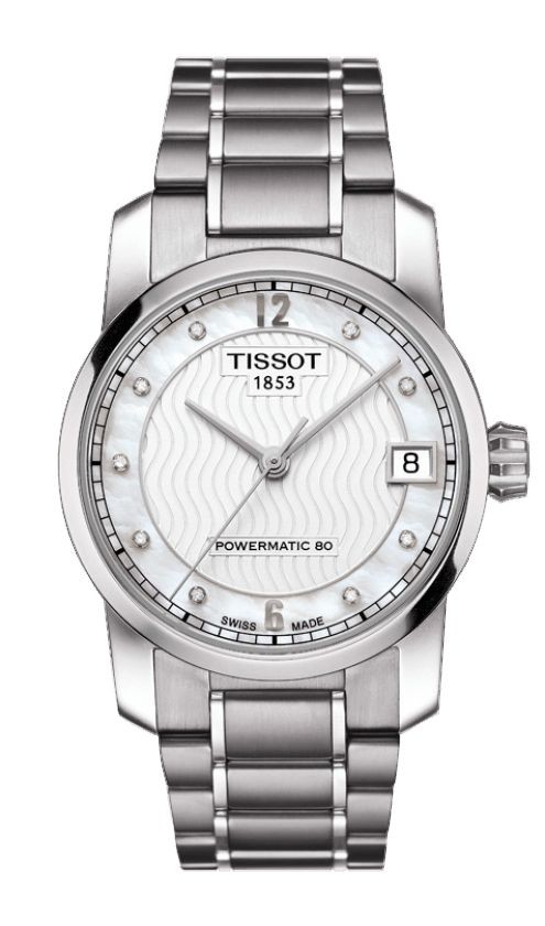 Tissot Titanium Women's Automatic Diamond White MOP Dial Watch with Titanium Bracelet T0872074411600