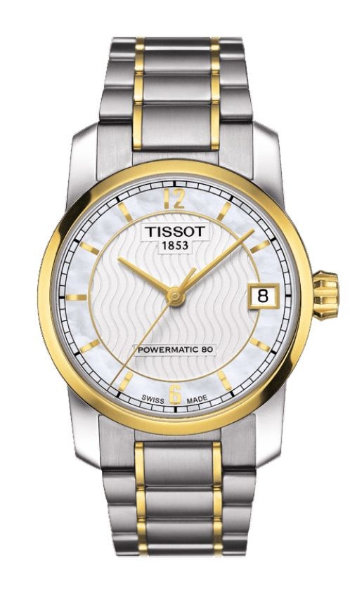 Tissot Titanium Women's Automatic White MOP Dial Two-Tone Watch with Titanium Bracelet T0872075511700