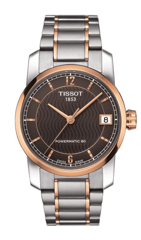 Tissot Titanium Women's Automatic Brown Dial Watch with Titanium Bracelet T0872075529700