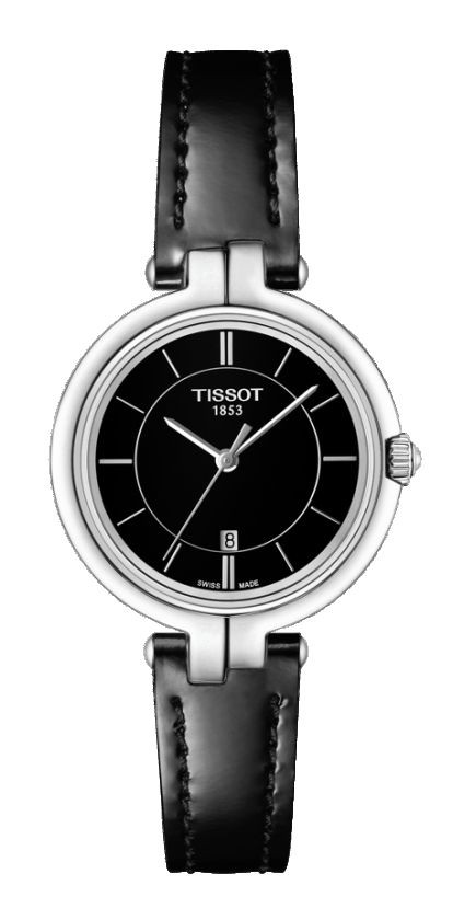Tissot Flamingo Women's Quartz Black Dial with Black Leather Strap T0942101605100