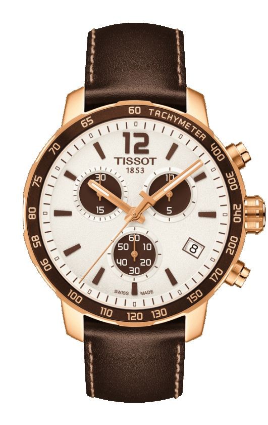 Tissot Quickster Women's Quartz Silver Dial with Brown Sub-Dials and Leather Strap T0954173603701