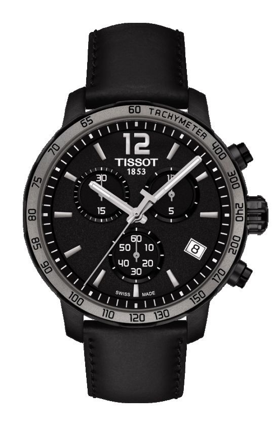 Tissot Quickster Men's Quartz Chronograph Black Dial Watch with Black Strap T0954173605702