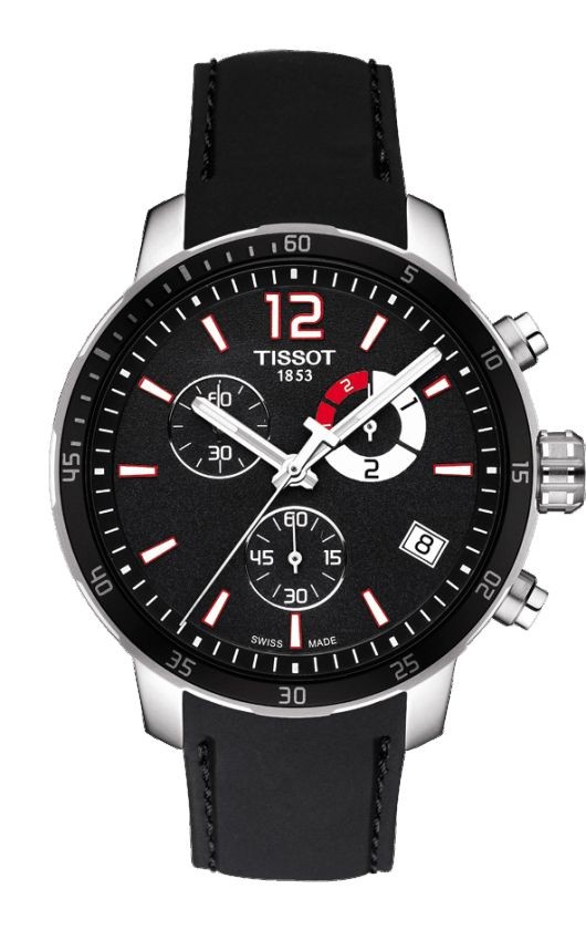 Tissot Quickster Football Men's Quartz Black Dial Watch with Black Rubber Strap T0954491705700
