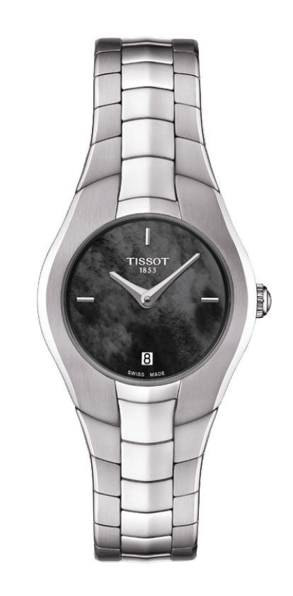 Tissot T-Round Women's MOP Black Dial Quartz Watch with Stainless Steel Bracelet T0960091112100