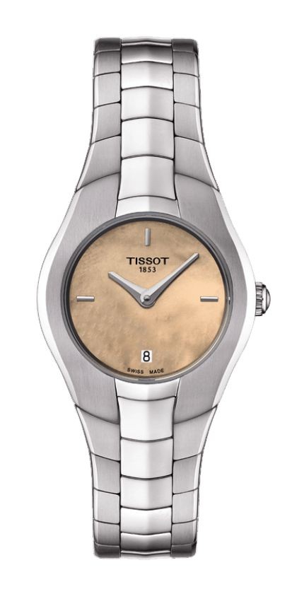 Tissot T-Round Women's Quartz Orange MOP Dial Watch with Stainless Steel Bracelet T0960091143100
