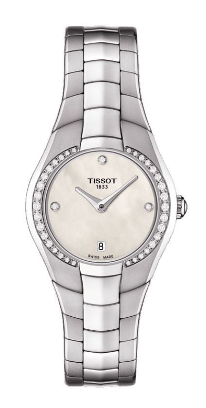 Tissot T-Round Women's Quartz White MOP Dial Diamond Watch with Stainless Steel Bracelet T0960096111600