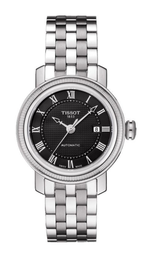 Tissot Bridgeport Women's Automatic Black Dial Watch with Stainless Steel Bracelet T0970071105300