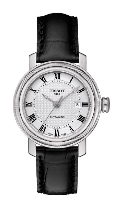 Tissot Bridgeport Women's Automatic Silver Dial with Black Leather Strap T0970071603300